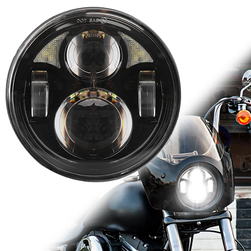 

5.75 inch Led Headlight With High/Low Beam For Harley Indian Scout Honda Yamaha V-Star Triumph DRL H4 5 3/4" Headlamp