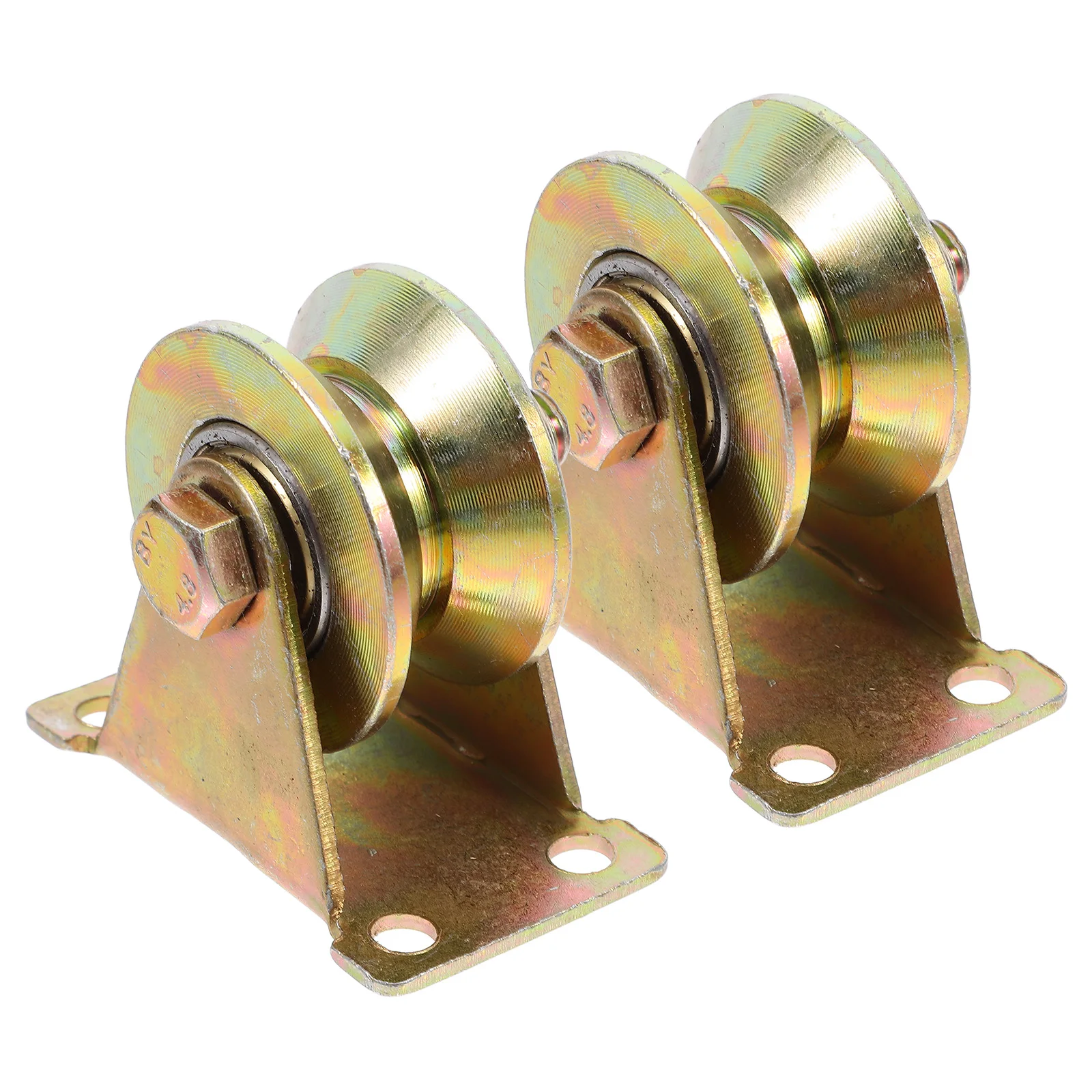 

2PCS Pulley Track Wheel V Groove Bearing Sliding Door Hardware Iron Heavy Duty Rope Trolley Wardrobe Kitchen Cable Mount