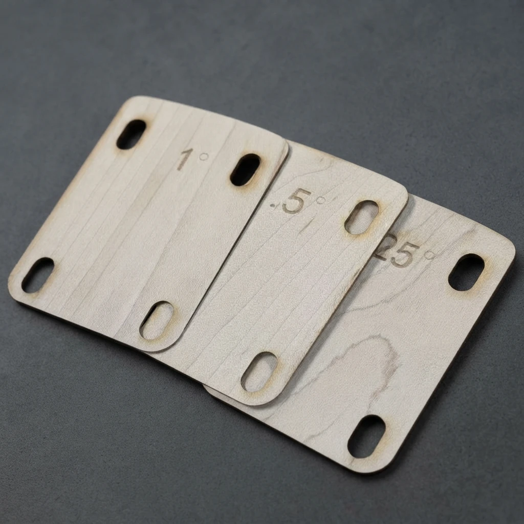 Wooden Bolt-On Neck Shims, 0.25 0.5 1 Degree, 3 Pack Angle Adjustment, Luthier Repair Tool for ST TL LP Electric Guitars