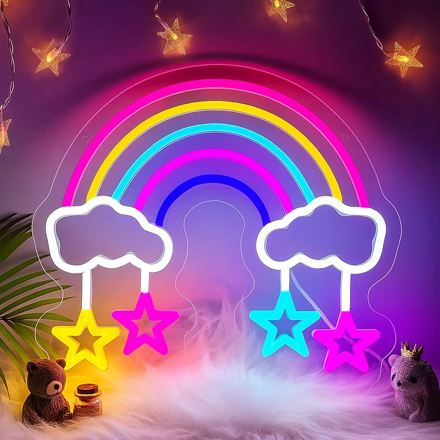 Rainbow Neon Sign USB LED Neon Light For Aesthetic Room Bar Cafe Gaming Room Bedroom Decorations neon personnalisé Gift