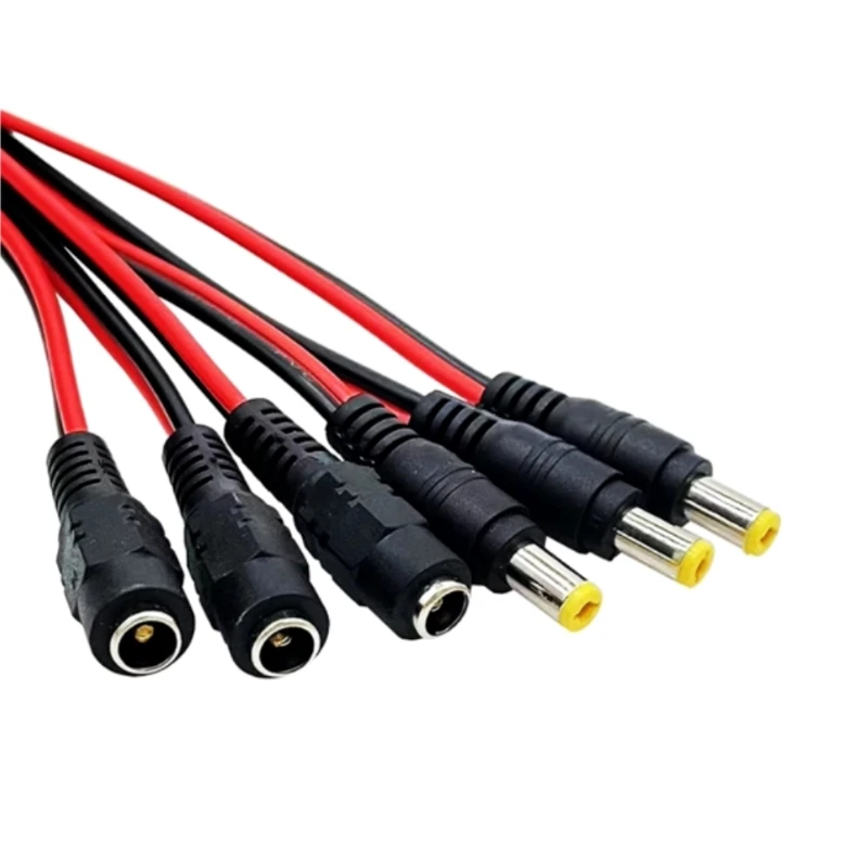 12V DC connectors 5.5 x 2.1mm DC Power Pigtail Cable Male Female Connector for CCTV Security Camera Power Adapter Length 25CM