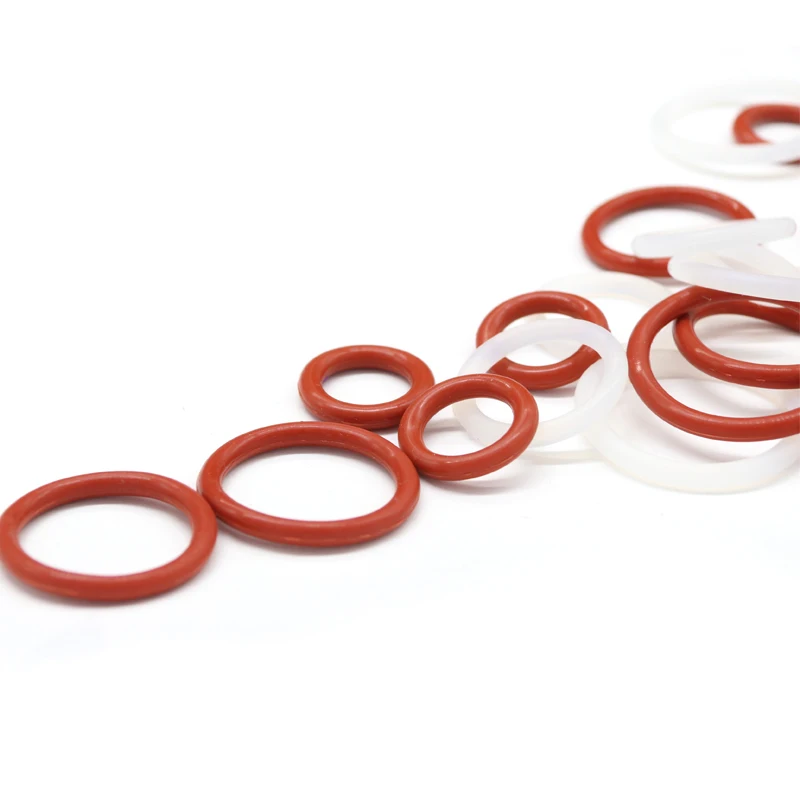 50pcs White/Red Silicone O Ring Gasket CS 1mm OD 5 ~ 50mm Food Grade Waterproof Washer Rubber Insulate Round O Shape Seal