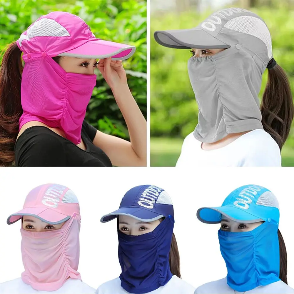Summer Women Sunshade Sun Hat UV Protection Wide Brim Shade Hat Detachable Breathable Neck Face Baseball Cap Visor