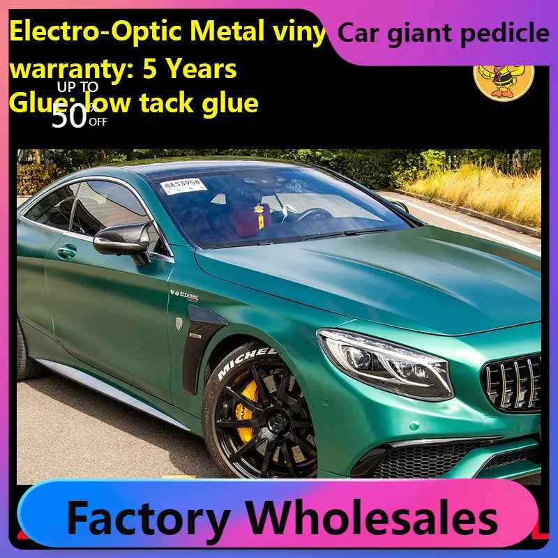 

Emeralds Green Electro-optical Metal Vinyl Wrap For Car Wrapping Covering Foil Air Bubble Free Low Tack Glue1.52*18M/Roll 5x59ft