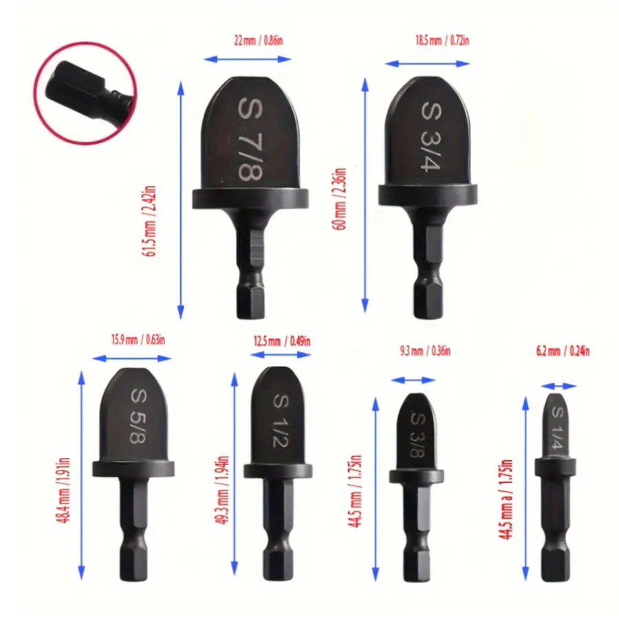 11PCS Tube Pipe Expander Hexagonal Handle Metal Copper Pipe Takeover Tool Air Conditioner Repair Electric Drill Bit Flaring Tool