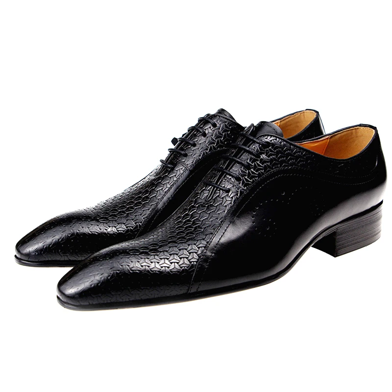 High Quality Formal Genuine Leather Shoes Men\'s Evening Wedding Comfortable Footwear Side Carving Shoes Black Brown Brogue