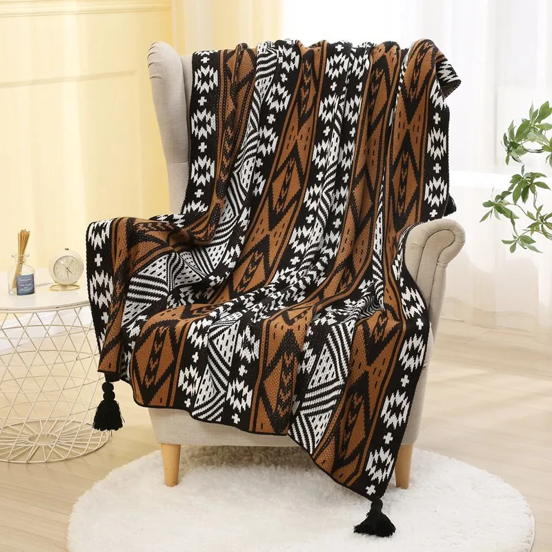 Halloween Plaid Thick Knitted Bohemian Nap Air Conditioning  Sofat for Home Decoration et Sofa Cover