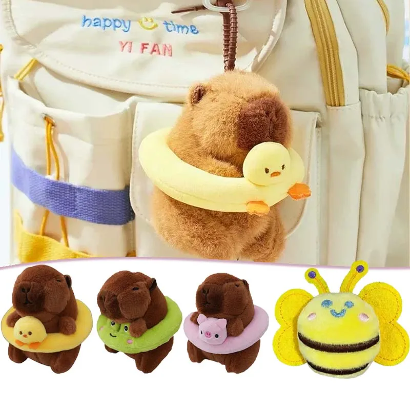 1-30PCS Kapybara Plush Toy Keychain Summer Flavour Water Dolphin Cartoon Cute Plush Charms Bag Charms Christmas Decoration