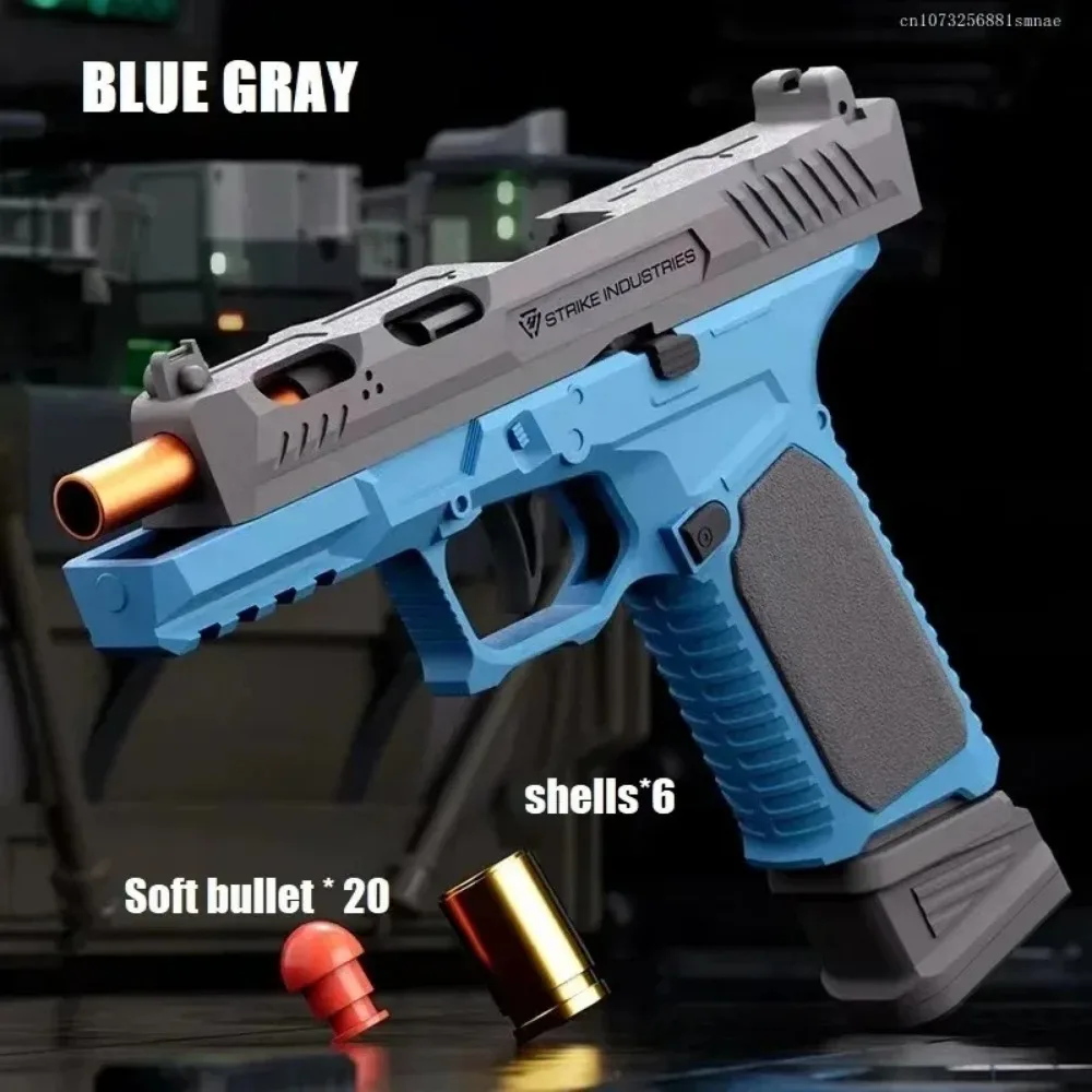 SIG17 Shell Ejecting Soft Bullet Gun, Mechanical Toy Empty Hanging Pistol Outdoor Shooting Game Educational Model Toy for Adult