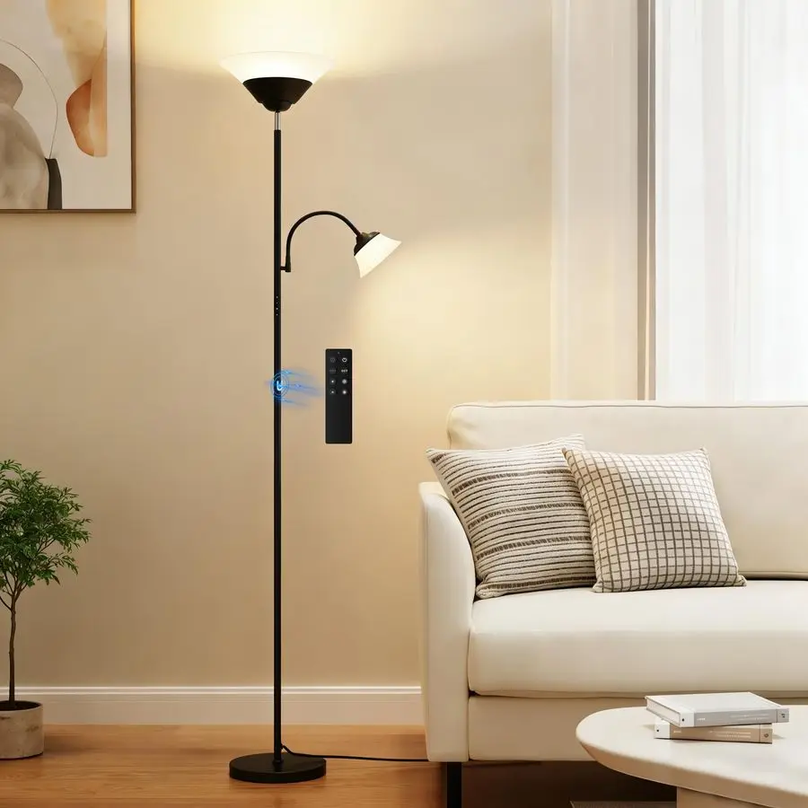 

2in1 Torchiere Floor Lamp, 34W Super Bright LED Standing Lamp with Remote amp Touch Control, 72 Dimmable Adjustable Corner Readi