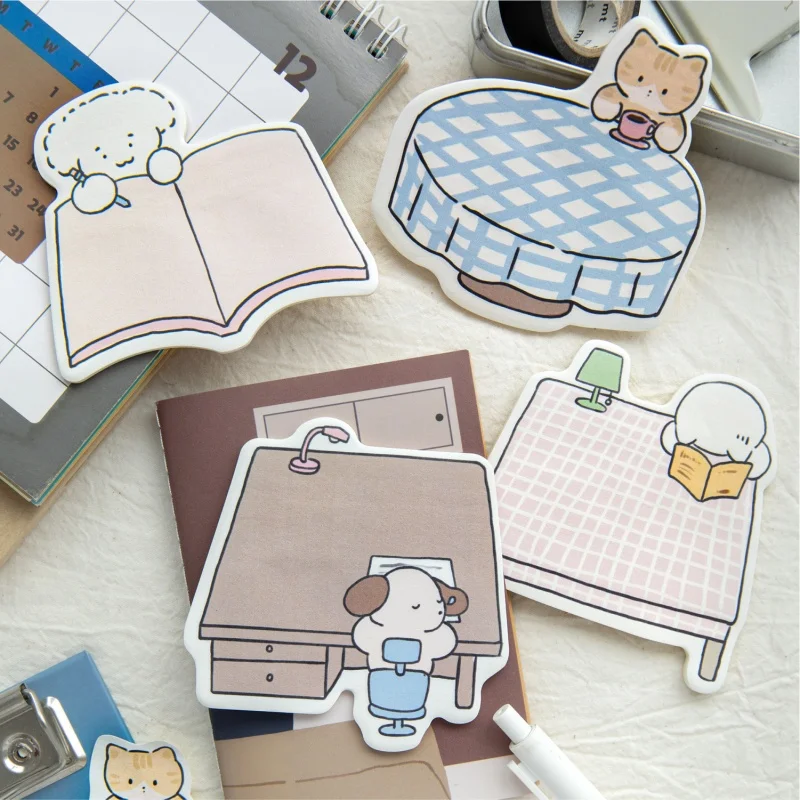 24pcs/lot Kawaii Cat Dog Memo Pad Sticky Notes Cute Stationery Label Notepad Planner Sticker Post School Supplies
