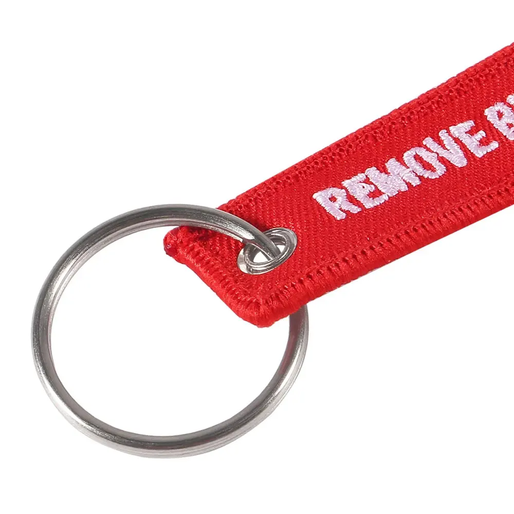 3PCS 8x2cm Mini REMOVE BEFORE FLIGHT Keychain For Trinkets Aviation Gift Promotion Christmas Gifts Key Tag Embroidery Key Chain