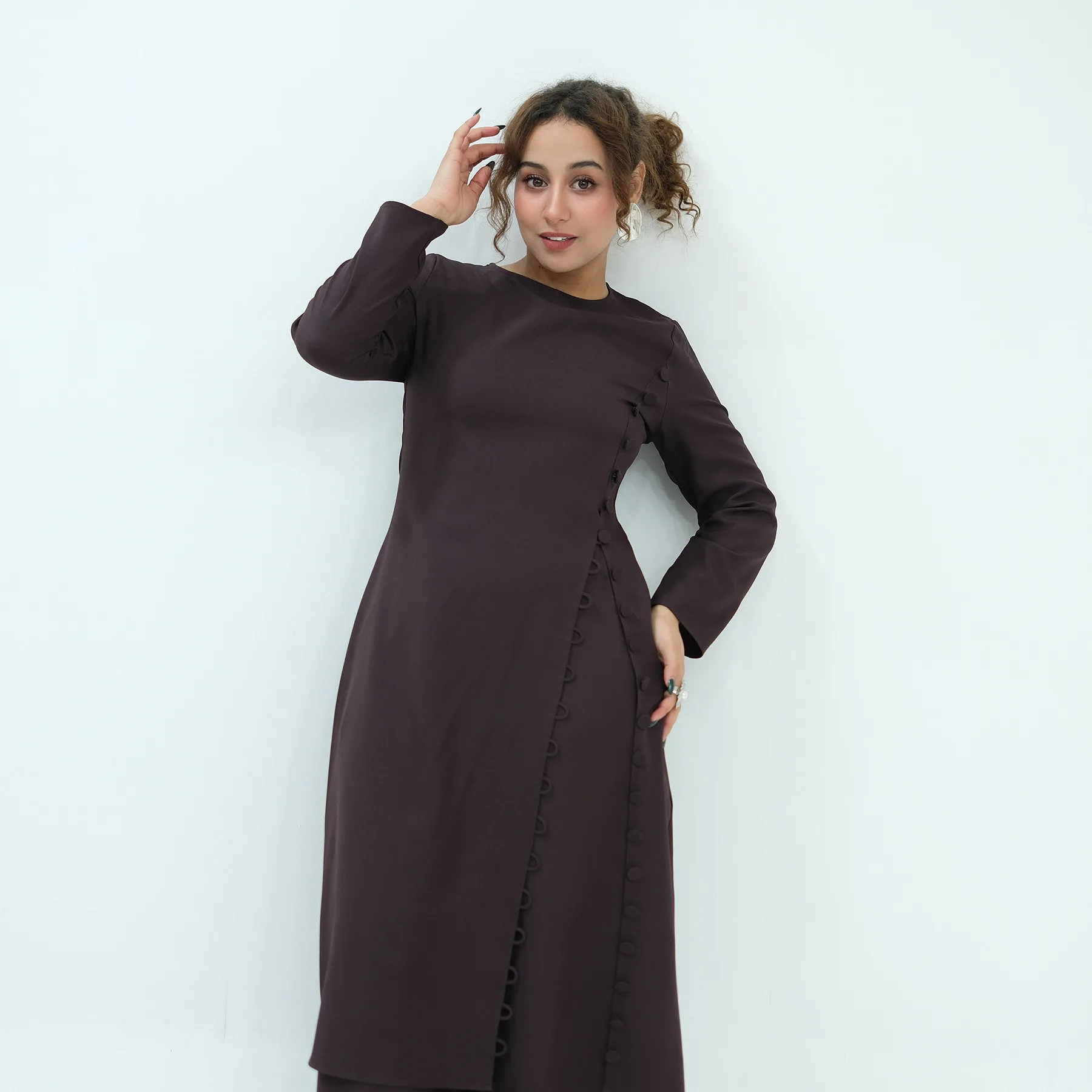 Two Piece Muslim Sets for Woman Ramadan Dubai Modest Abaya Dress Islamic Femme Outfits Fashion Tops Pants Turkey Robe Ensembles