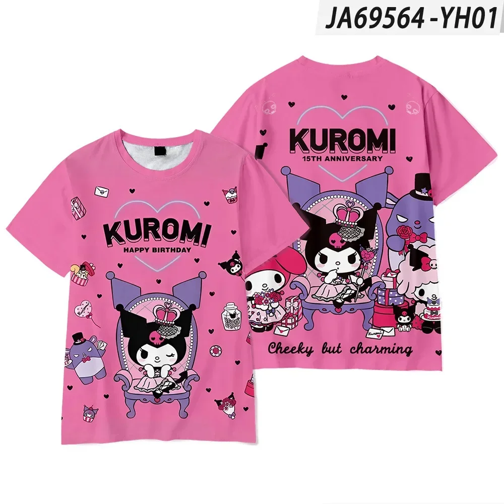 

Cartoon Girl T Shirts Kids Gift Tee Anime Kuromi T Shirt For Girls Short Sleeve Casual Top Tee Cartoon Children's Clothing