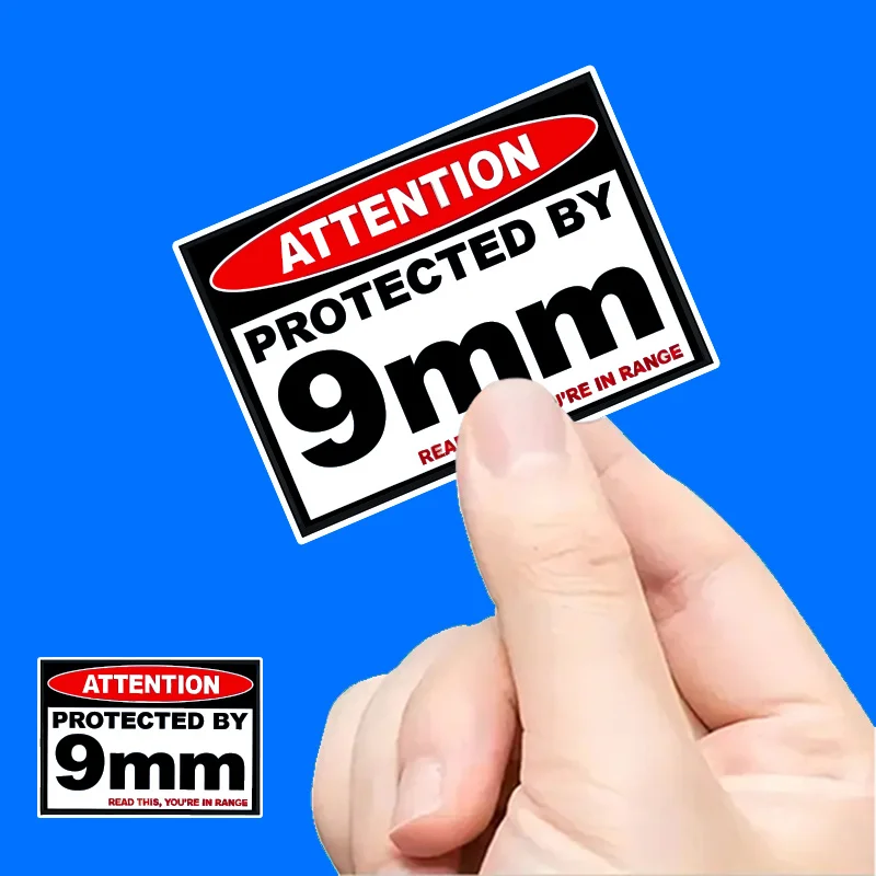 9mm Warning Protection Stickers, Durable Decals for Laptop Car Luggage Skateboard, Creative Gift for Teens Adults