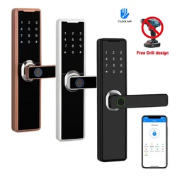 Teclado De Impressão Digital Bluetooth, TTLock Touchscreen, Smart Door Lock, Keyless Entry para a Porta da Frente, Apartamento Airbnb