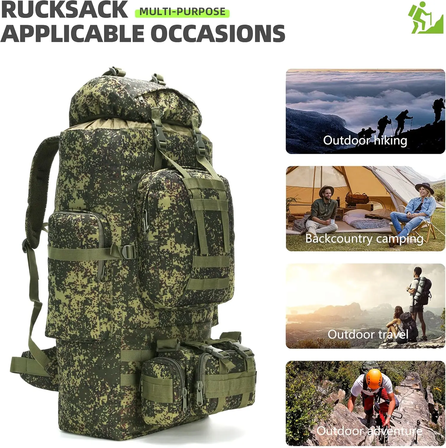 100L Camping Hiking Backpack Molle Rucksack Military Camping Backpacking Daypack
