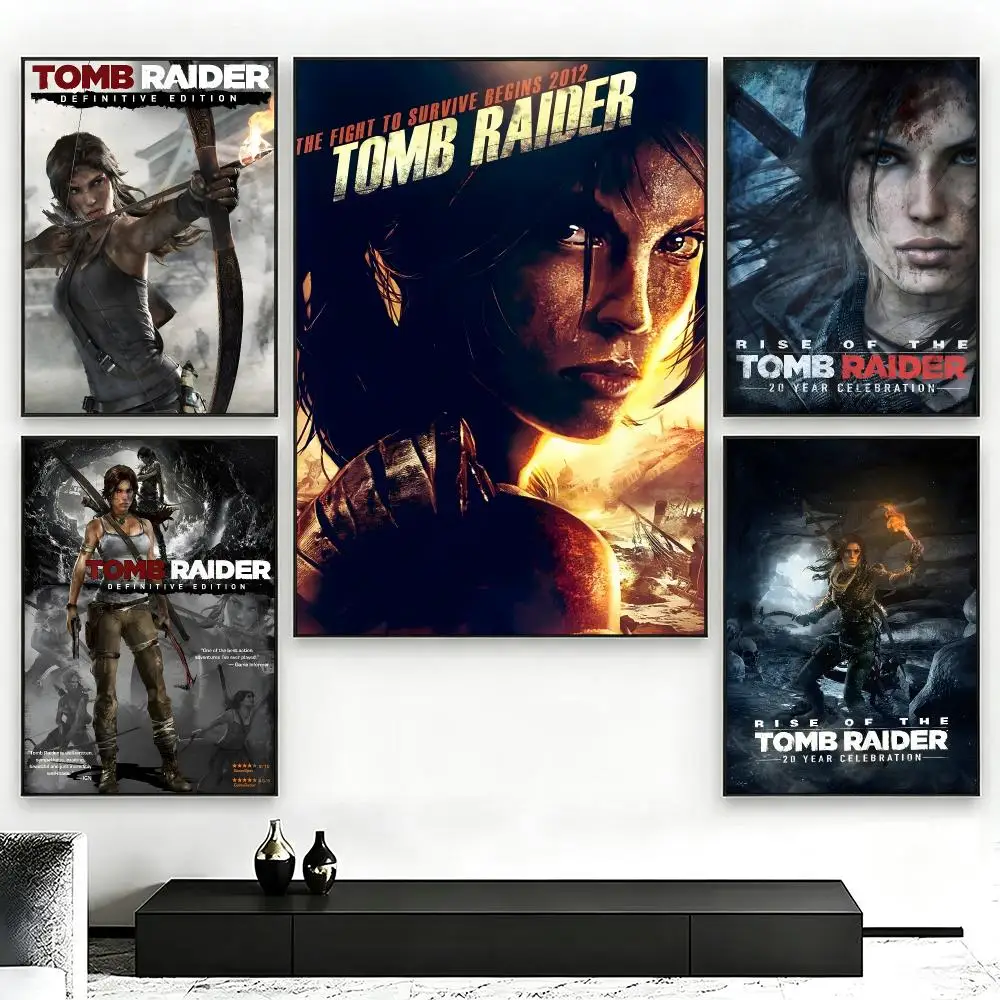 Game Tomb RaiderS Poster Poster Nordic HD Self-Adhesive Wall Sticker Home Café Bedroom Living Room Art Decor Gift