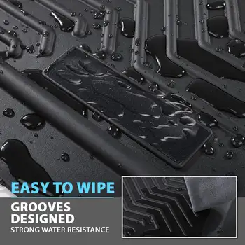 適用於 2007-2013 年雪佛蘭 Silverado/2007-2014 年 GMC Sierra 1500 的 TPE 全天候全覆蓋腳墊,三件套,黑色 10 最佳銷售 GMC Sierra配件 - №6