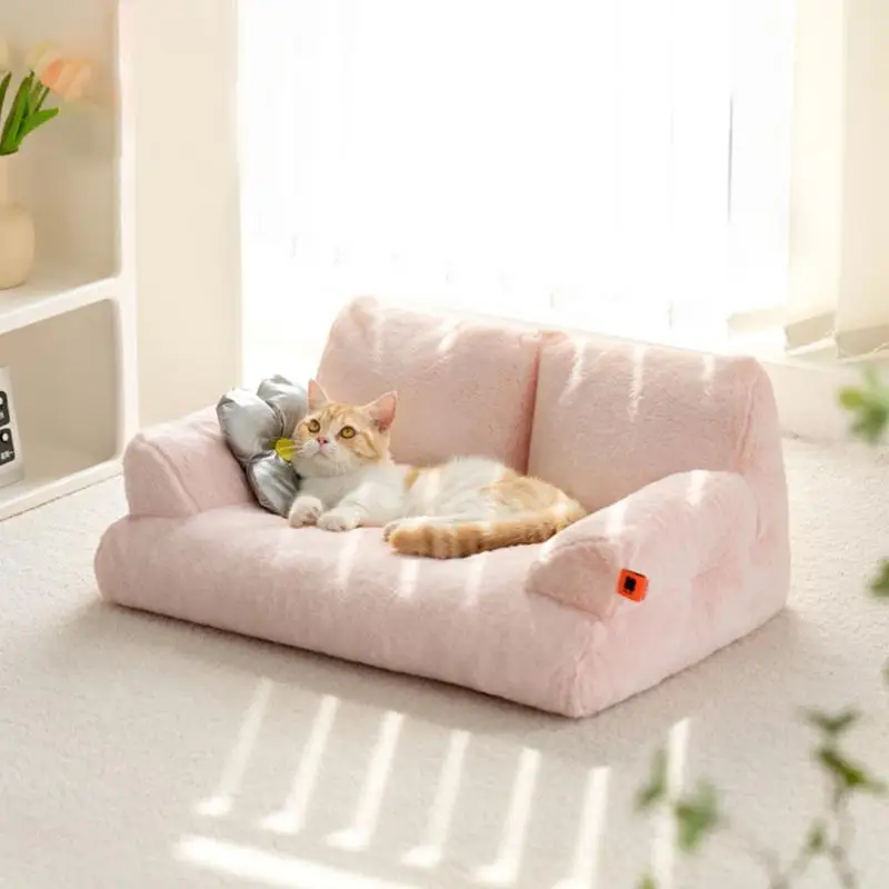 Cat Nest Pet Bed Warm Washable Cat Bed Plush Puppy Bed Small Dog Sofa With Anti-Slip Bottom Pet Bed For Small Medium Dogs Cats