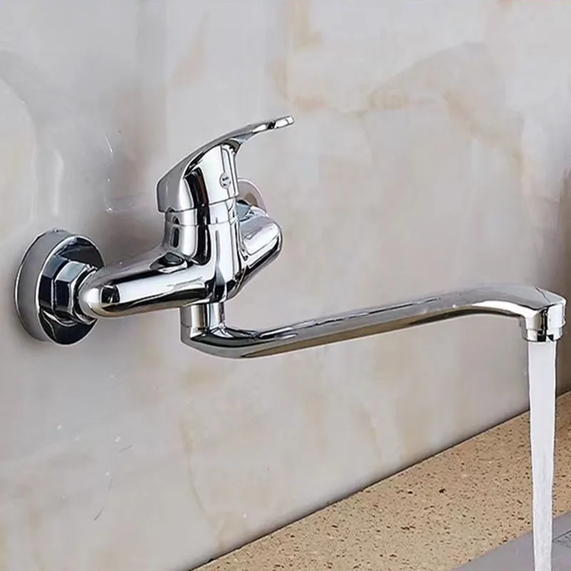 

Wall-mounted Faucet Basin Faucet Hot&Cold Water Mixer Tap Single Handle Wash Chrome Finish Bathroom Mixer Taps
