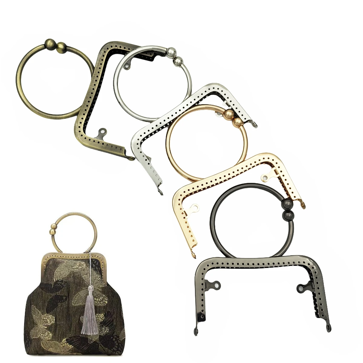 12.5cm Smooth Wallet Frame With Bracelet Handle, DIY handbag Making Accessories