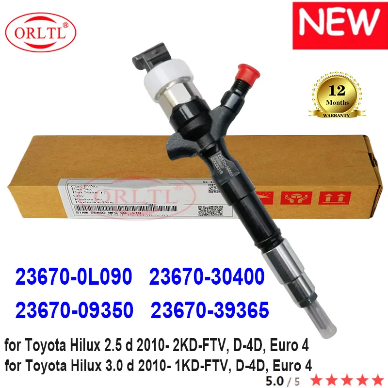 ORLTL NEW 23670-30400 23670-39365 Genuine Fuel Injector 23670-09350 23670-0L090 for Toyota Hilux 1KD 2KD 2.5 d 3.0D