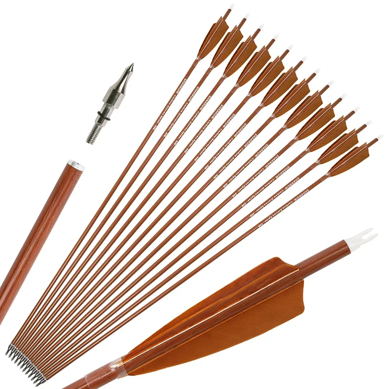 

6/12pcs Archery Carbon Arrow SP500/600 4'' Shield Shaped Turkey Feather for Recurve Compound Bow Hunting Shooting Accessories