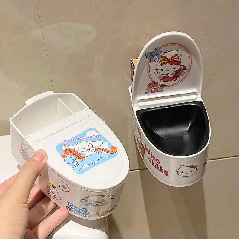 

Kawaii Hello Kitty Wall Mounted Ashtray Anime Girl Heart Cute Toilet Cartoon Bathroom Living Room Covered Ashtray Toys for Kids