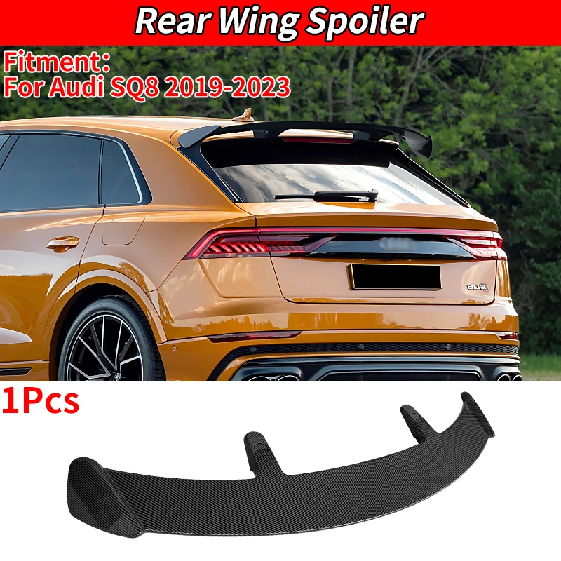 

For Audi SQ8 2019-2023 Carbon Fiber Look Roof Wing High Quality Tail Spoiler Rear Trunk Lip Car Accessories Refit Decoration