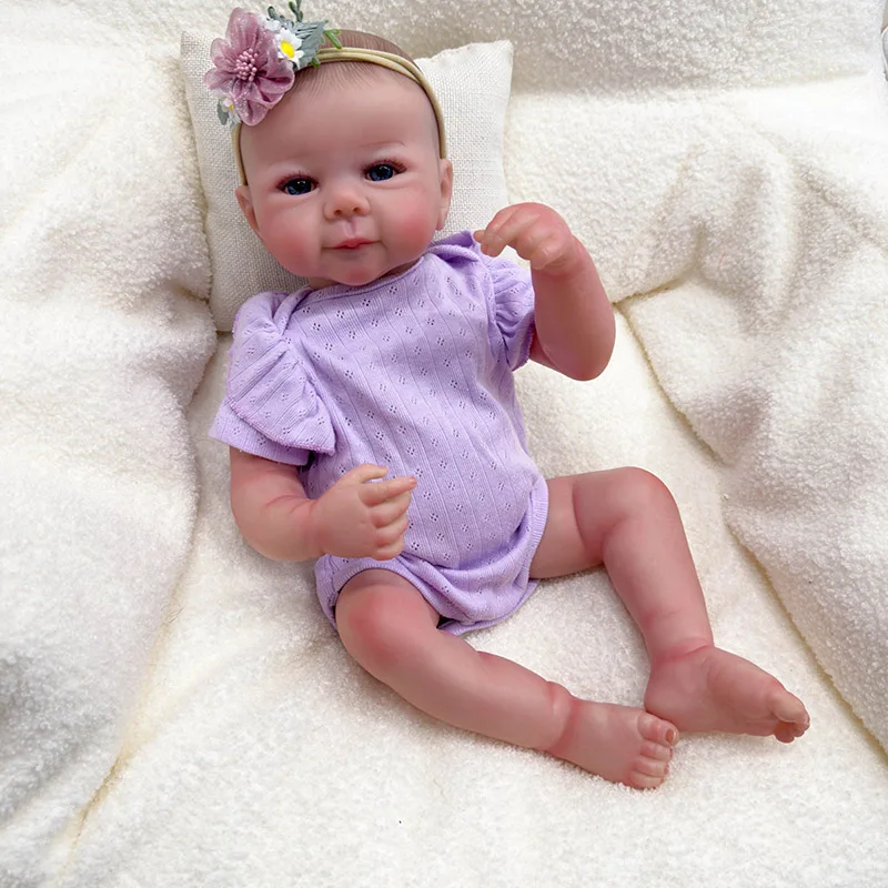 NPK 19inch Juliette Newborn Baby Full Body Vinyl Lifelike Doll Awake Reborn Baby Size 3D Skin Visible Veins Collectible Art Doll