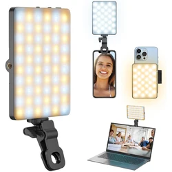 Recarregável LED Selfie Light, Clip, 3 Modos de Luz, Anel de Luz para Telefone, iPad, Câmera, Laptop, 120 LED, 3000mAh