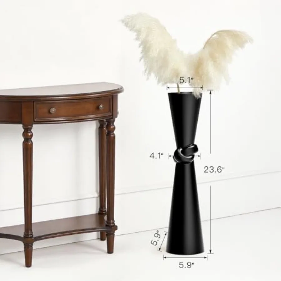 Tall Black Floor Vase 23.6 Glossy Resin for Pampas Grass Dried Flowers Modern Farmhouse Indoor Decor view 2