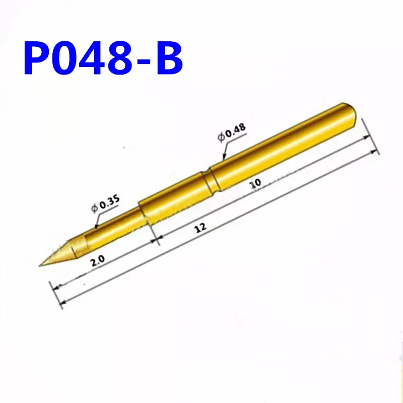 

100PCS/Box P048-B Pointed Spring Test Probe Needle Tube Outer Diameter 0.48mm Total Length 12mm PCB Pogo Pin