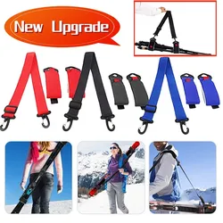 Correa de transporte de esquí y poste para hombres y mujeres, correas de hombro de trineo ajustables, correa de transporte de Snowboard portátil de nailon, accesorios de esquí
