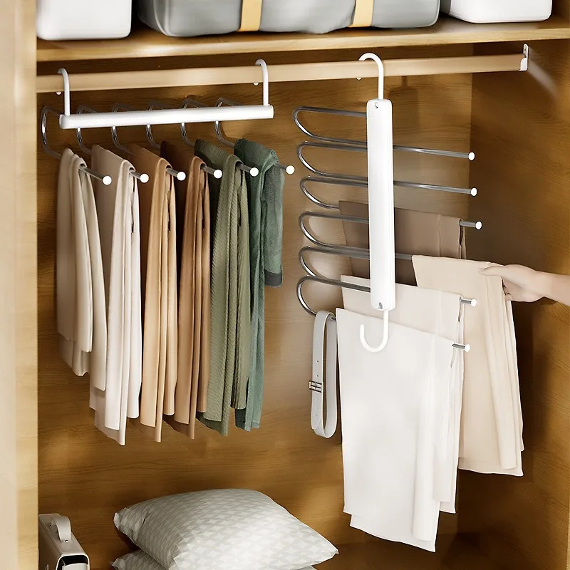 Folding Pants Rack, Multi-layer Household Pants Rack, Seamless Pants Clip, Wardrobe Specific Storage Tool