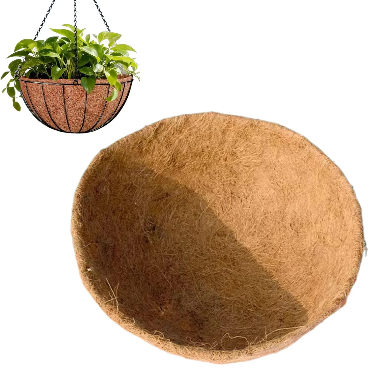 Panier suspendu rond de 12/14 pouces, en fibre de coco, remplacement de panier à fleurs en fibre de coco pour jardinage, plantation, maison, balcon