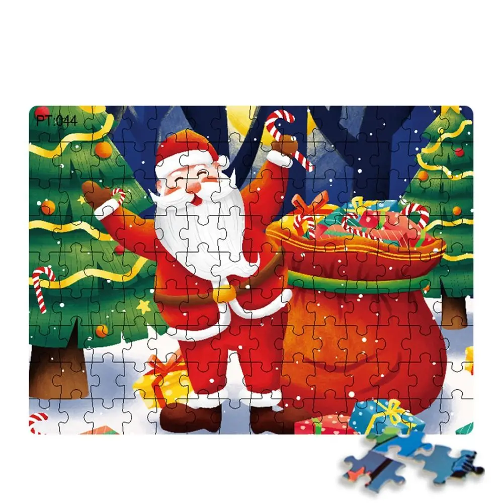 Intellectually Beneficial Christmas Jigsaw Puzzle Montessori Early Educational 126 Pieces Puzzle Paper Baby Puzzle Toys