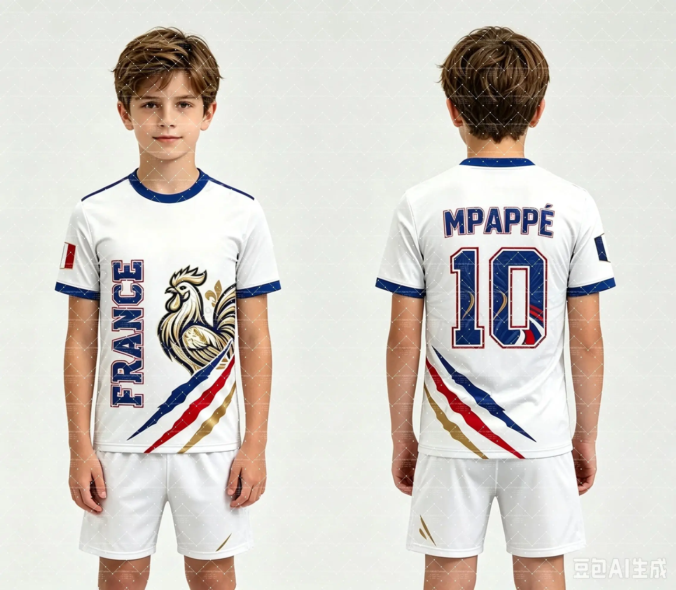 2026 Hotsale NO.10 Mbappé Football Jersey Tee & Shorts Set France Flag Fans 2‑Piece Summer Set for Kids