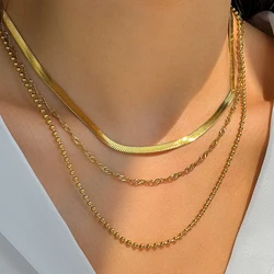 Stainless Steel Necklaces Popular Simple Women's Multi-Chain Necklace Non Fade High Quality Patchwork Necklace For Women Jewelry