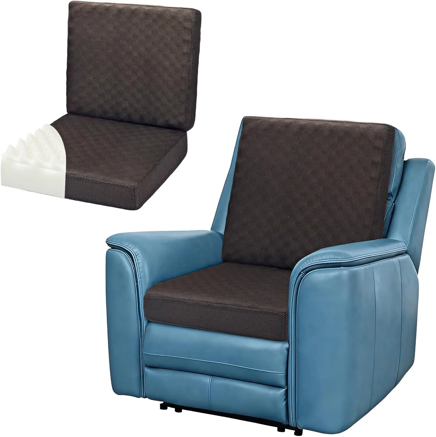 

Egg-crate foam recliner cushion 19.7"×19.7"×4.3", back support, eases muscle fatigue for elderly/adults