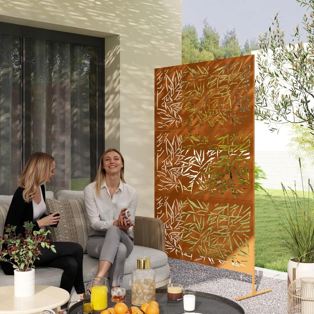 

Metal Outdoor Privacy Screen, 78" H X 48" W Decorative Privacy Fence Screen, Freestanding Outdoor Divider with, Customized