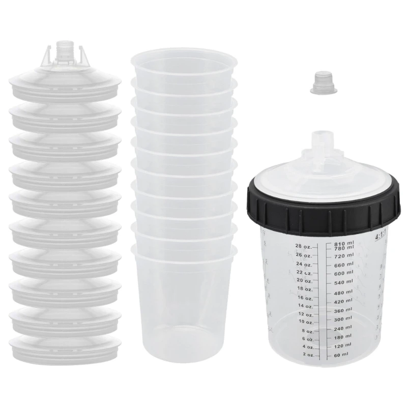 

M68B Paint Sprayer Cup Kit, 600/810ml Disposable Cups with Retainer Rings Suitable For All Paint Types DIYer Professional Use