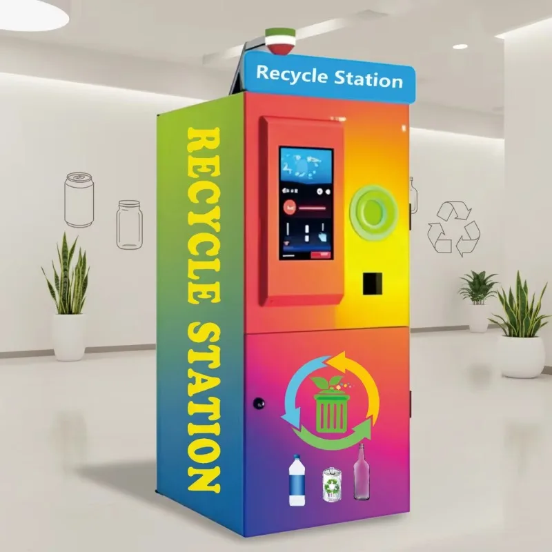 Reverse Vending Machine for Plastic Bottles Aluminum Cans QR Code 10-inch Touchscreen LCD Cloud-Based Management Customized
