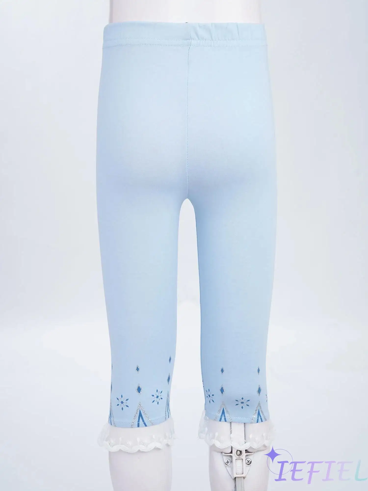 

Girls Ballet Dance Leggings Cute Lace Trim Printed Cropped Leggings for Dance Performance Wedding Party Vacation Jegging Workout