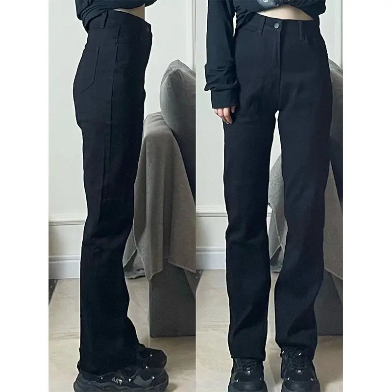 

Джинсы для девочек, осенняя одежда, корейская женская широкая джинсовая мешковатая одежда Y2K, готическая винтажная уличная одежда в стиле Харадзюку, черная модная эстетичная одежда