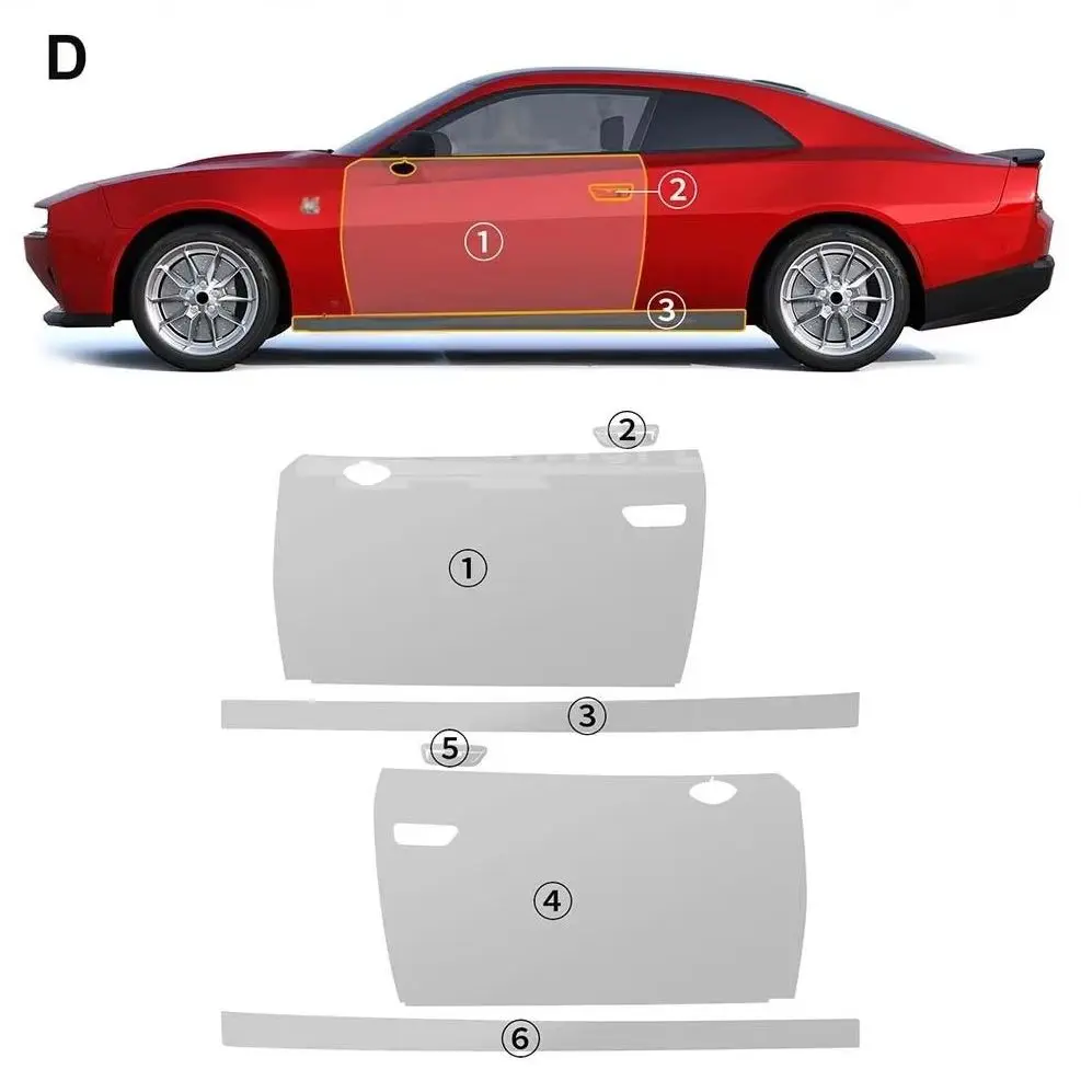 

8.5Mil TPU Bumper Paint Protection Film For Dodge Charger Daytona 2024-2025 Pre-cut PPF Clear Bra Body Anti-Scratch Resistant