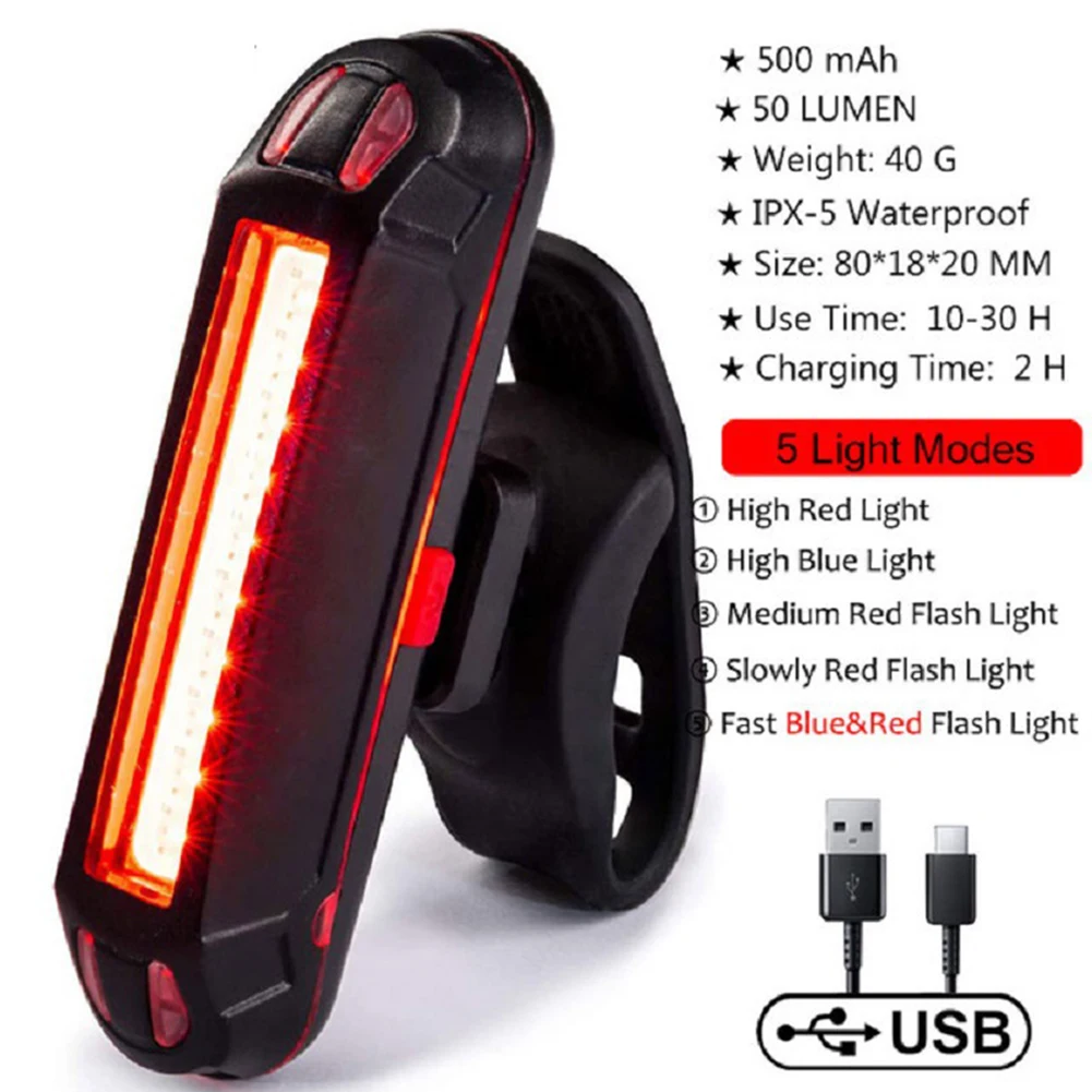 

Bike Tail Light Bicycle Rear Light USB Rechargeable LED Safety Warn Ing Lamp Cycling Taillight 5 Light Models Flashing Bike Lamp