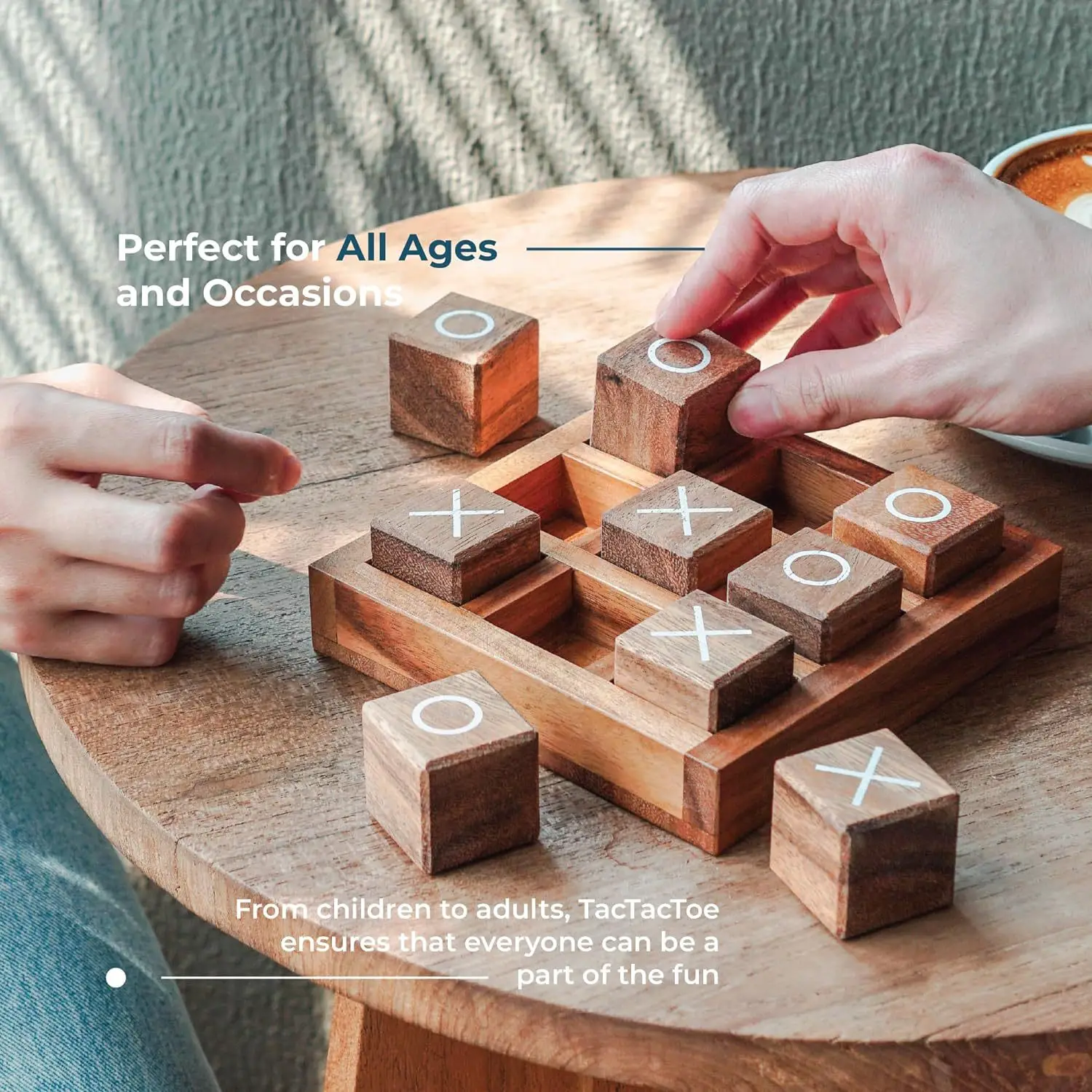 

Classic wooden tic tactoe game set, suitable for home games and home decor, suitable for coffee tables, living rooms, and desks,