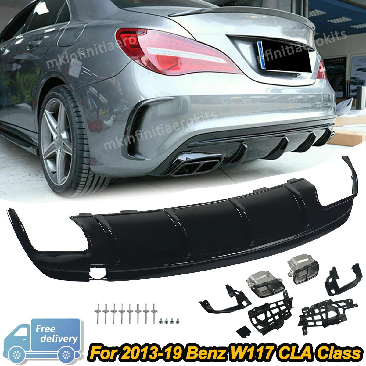 

Задний диффузор Magickit + хвостовые трубки для Mercedes Benz W117 CLA200 CLA250 CLA45 AMG 2013 2014 2015 2016 2017 2018 2019